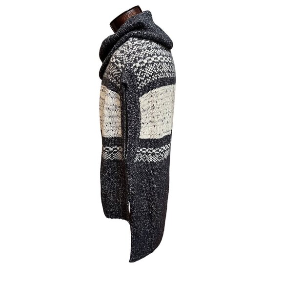 BCBG MAX AZRIA Oversized Tunic Cowl Elinor Sleeveless Sweater Black White M/L - Picture 3 of 6